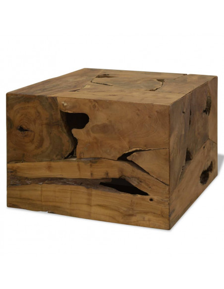 Tavolino da Caffè in Autentico Legno di Teak 50x50x35cm Marrone