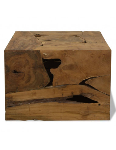 Tavolino da Caffè in Autentico Legno di Teak 50x50x35cm Marrone