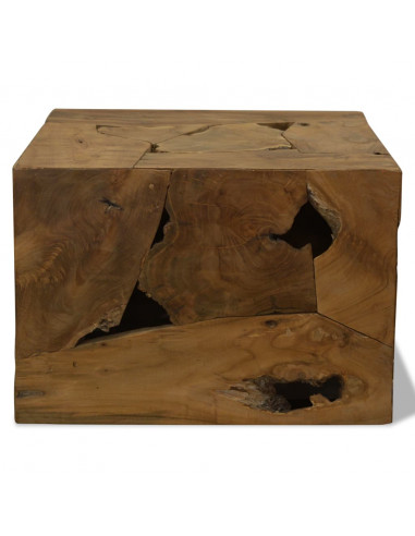 Tavolino da Caffè in Autentico Legno di Teak 50x50x35cm Marrone