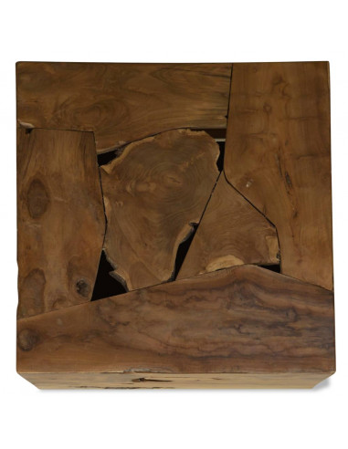 Tavolino da Caffè in Autentico Legno di Teak 50x50x35cm Marrone