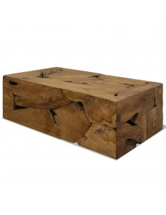 Tavolino da Caffè in Autentico Legno di Teak 90x50x30cm Marrone 2