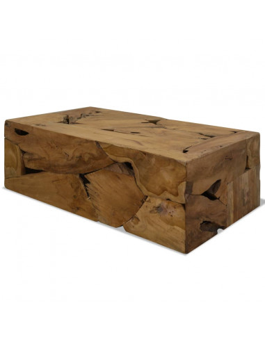 Tavolino da Caffè in Autentico Legno di Teak 90x50x30cm Marrone