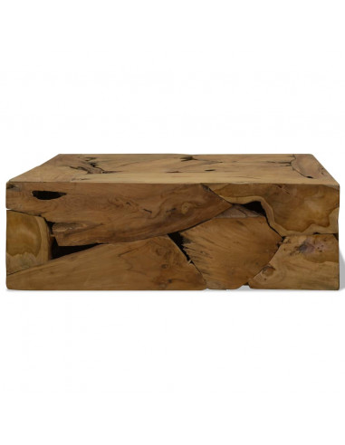 Tavolino da Caffè in Autentico Legno di Teak 90x50x30cm Marrone