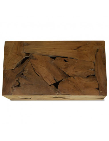 Tavolino da Caffè in Autentico Legno di Teak 90x50x30cm Marrone