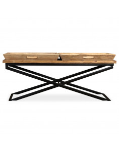 Tavolino da Caffè in Legno Massello di Mango 110x55x42 cm 2