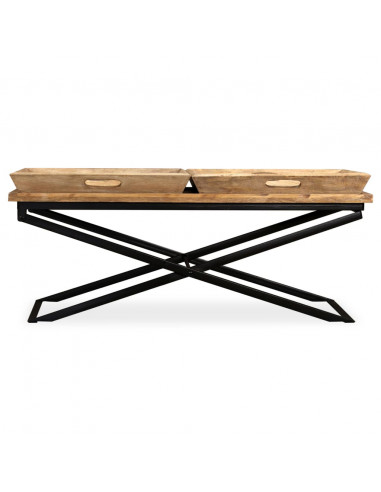 Tavolino da Caffè in Legno Massello di Mango 110x55x42 cm