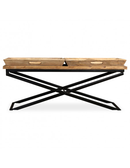 Tavolino da Caffè in Legno Massello di Mango 110x55x42 cm