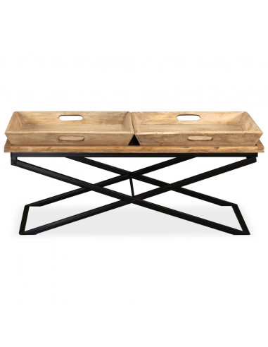 Tavolino da Caffè in Legno Massello di Mango 110x55x42 cm