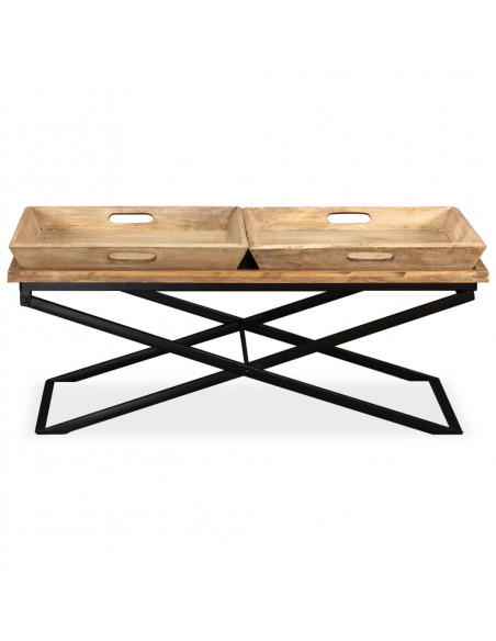 Tavolino da Caffè in Legno Massello di Mango 110x55x42 cm
