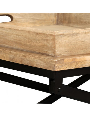 Tavolino da Caffè in Legno Massello di Mango 110x55x42 cm