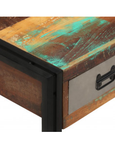 Tavolino da Caffè 3 Cassetti in Massello Recuperato 100x50x35cm 2