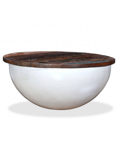 Tavolino da Caffè a Forma di Coppa in Massello Anticato Bianco