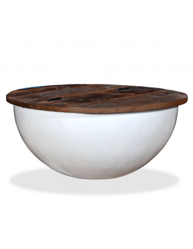 Tavolino da Caffè a Forma di Coppa in Massello Anticato Bianco