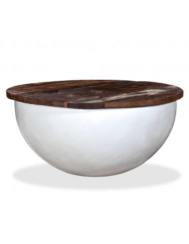 Tavolino da Caffè a Forma di Coppa in Massello Anticato Bianco