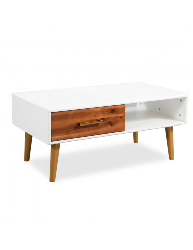 Tavolino da Caffè in Legno Massello di Acacia 90x50x40 cm