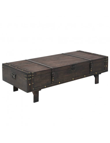 Tavolino da Caffè in Legno Massello Vintage 120x55x35 cm