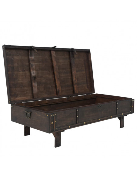 Tavolino da Caffè in Legno Massello Vintage 120x55x35 cm