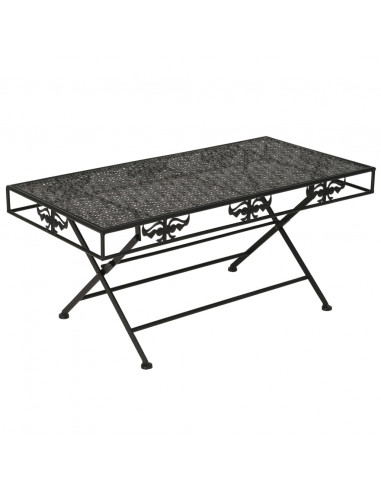 Tavolino da Caffè Pieghevole Vintage Metallo 100x50x45 cm Nero