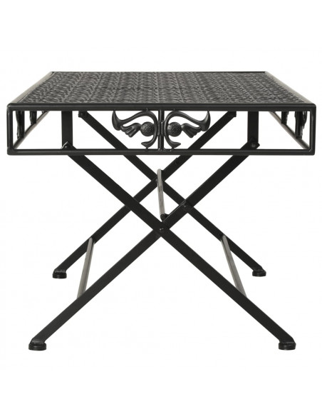 Tavolino da Caffè Pieghevole Vintage Metallo 100x50x45 cm Nero