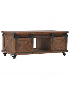 Tavolino da Caffè in Legno Massello di Abete 91x51x38cm Marrone 2