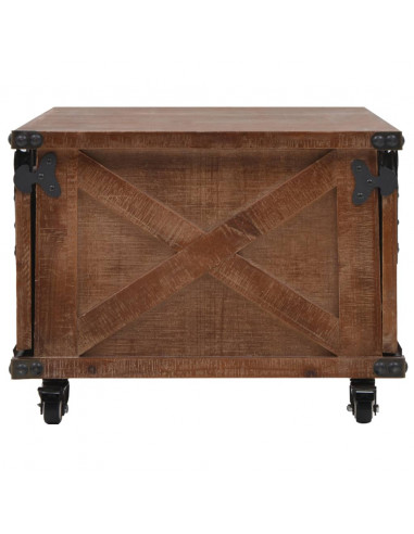 Tavolino da Caffè in Legno Massello di Abete 91x51x38cm Marrone