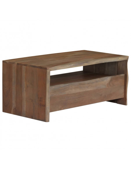 Tavolino da Caffè in Legno Massello di Acacia 90x50x40cm Grigio