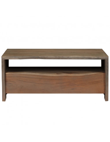 Tavolino da Caffè in Legno Massello di Acacia 90x50x40cm Grigio