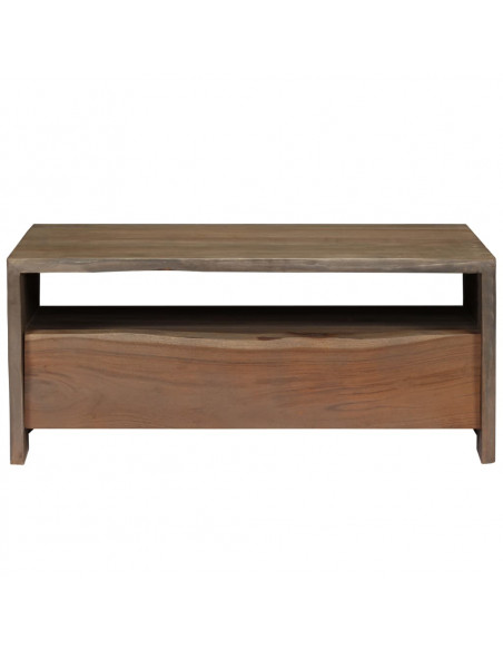Tavolino da Caffè in Legno Massello di Acacia 90x50x40cm Grigio