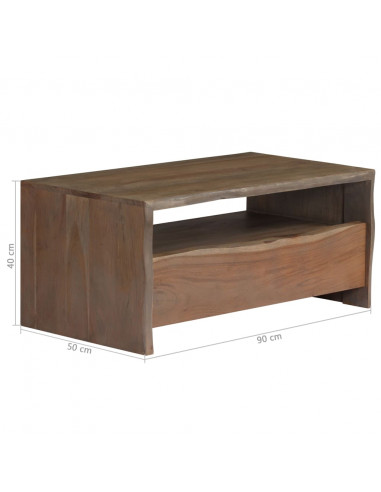 Tavolino da Caffè in Legno Massello di Acacia 90x50x40cm Grigio
