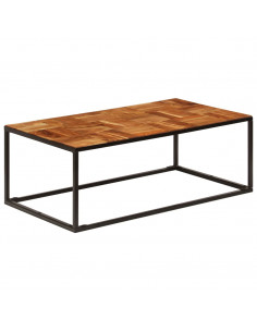 Tavolino 110x60x40 cm in Legno Massello di Acacia e Acciaio 2