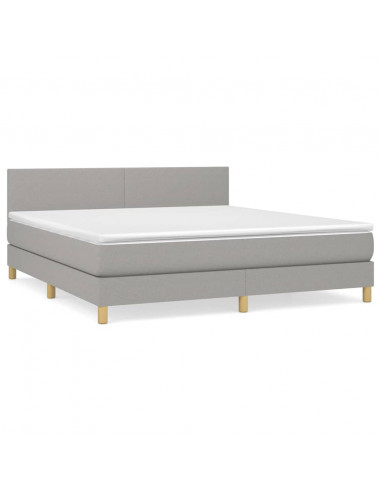 Giroletto a Molle con Materasso Grigio Chiaro160x200 cm Tessuto