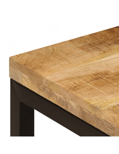 Tavolino da Caffè 100x50x35cm Legno Massello di Mango e Acciaio