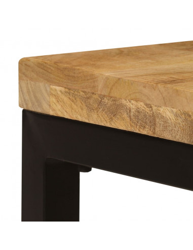 Tavolino da Caffè 100x50x35cm Legno Massello di Mango e Acciaio