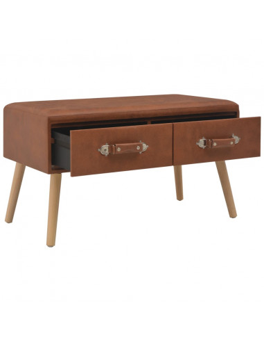 Tavolino da Caffè Marrone 80x40x46 cm in Similpelle