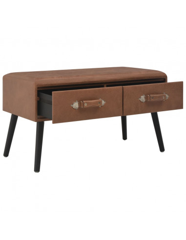 Tavolino da Caffè Marrone Scuro 80x40x46 cm in Similpelle