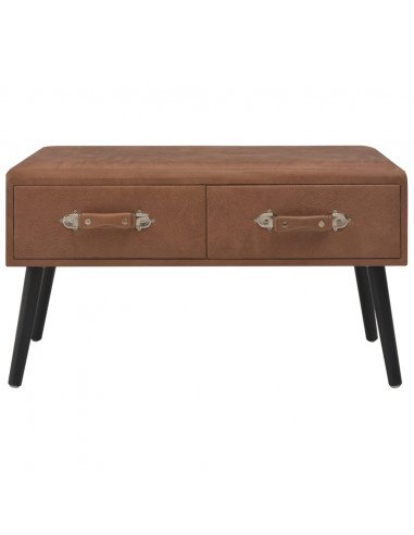 Tavolino da Caffè Marrone Scuro 80x40x46 cm in Similpelle