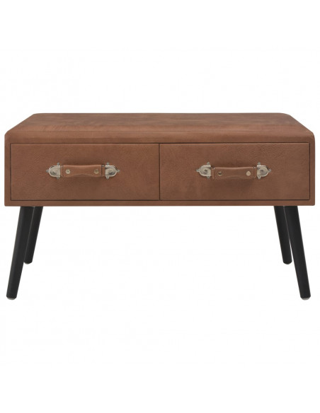 Tavolino da Caffè Marrone Scuro 80x40x46 cm in Similpelle