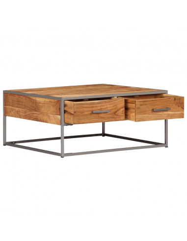 Tavolino da Caffè 75x75x35 cm in Legno Massello di Acacia