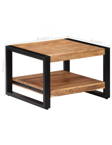 Tavolino da Caffè 60x60x40 cm in Legno Massello di Acacia