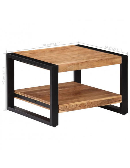 Tavolino da Caffè 60x60x40 cm in Legno Massello di Acacia