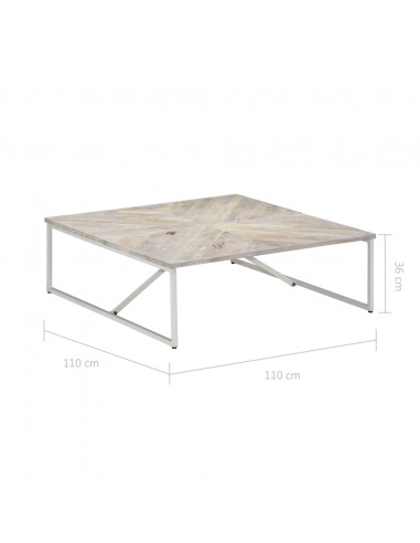 Tavolino da Caffè 110x110x36 cm in Legno Massello di Mango