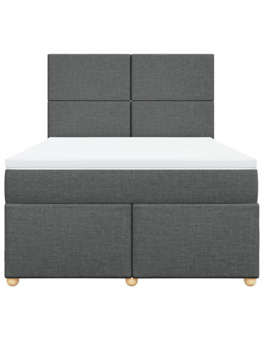 Giroletto a Molle con Materasso Grigio Scuro 140x190 cm Tessuto