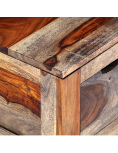 Tavolino da Caffè Grigio 100x50x30cm in Legno Massello Sheesham 2