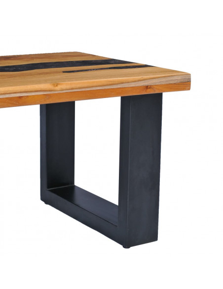 Tavolino da Caffè 100x50x40 cm Legno Massello Teak e Poliresina