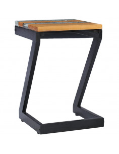 Tavolino da Caffè 30x30x50 cm Legno Massello Teak e Poliresina 2