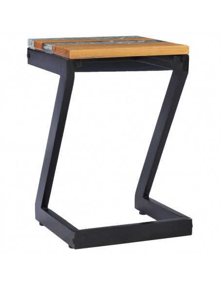 Tavolino da Caffè 30x30x50 cm Legno Massello Teak e Poliresina