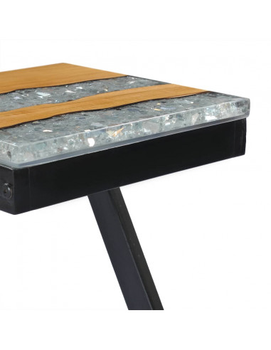 Tavolino da Caffè 30x30x50 cm Legno Massello Teak e Poliresina