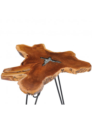 Tavolino da Caffè 70x45 cm Legno Massello Teak e Poliresina