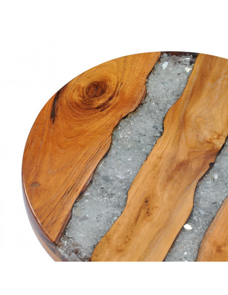 Tavolino da Caffè 40x45 cm Legno Massello Teak e Poliresina