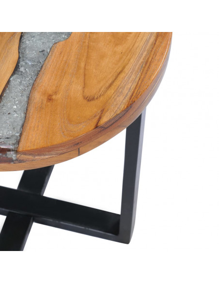 Tavolino da Caffè 40x45 cm Legno Massello Teak e Poliresina